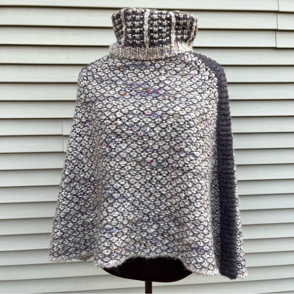 Sita Murt knit crochet turtleneck cowl neck poncho sweater - perfect neutrals